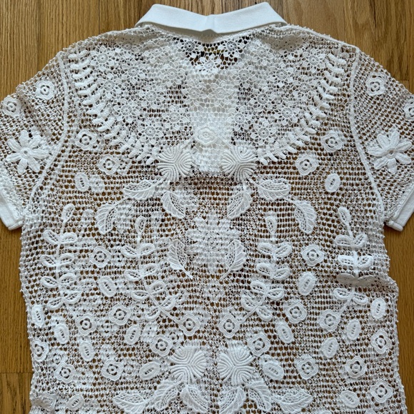 Polo Ralph Lauren Lace Polo Shirt in White - Picture 9 of 14